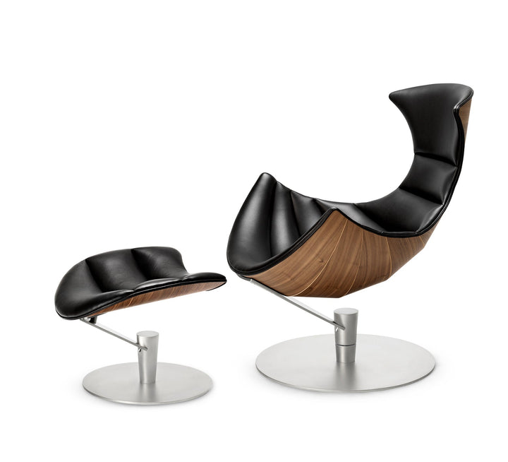 The Lobster Chair - Bruunmunch - Chairs - Lobster Chair and Footstool - Walnut Veneer - Satin Chrome Steel - HORNE