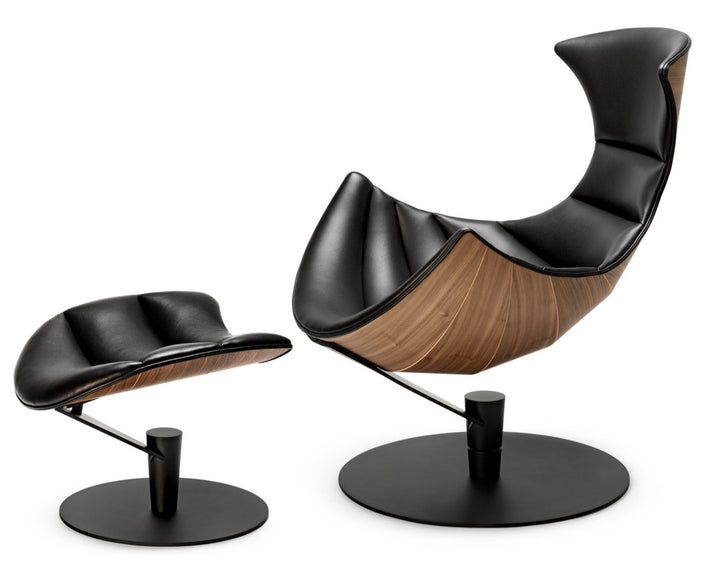 The Lobster Chair - Bruunmunch - Chairs - Lobster Chair and Footstool - Walnut Veneer - Black Lacquered Steel - HORNE