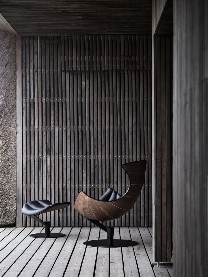 The Lobster Chair - Bruunmunch - Chairs - Lobster Chair and Footstool - Oak Veneer - Satin Chrome Steel - HORNE