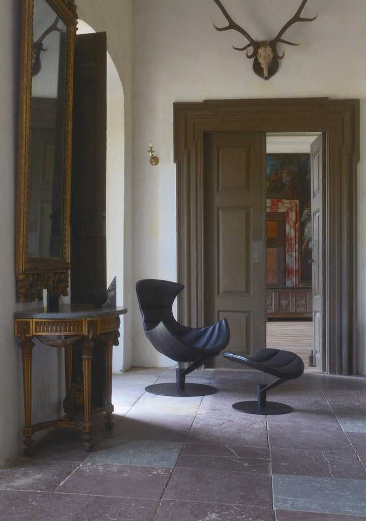 The Lobster Chair - Bruunmunch - Chairs - Lobster Chair and Footstool - Oak Veneer - Satin Chrome Steel - HORNE
