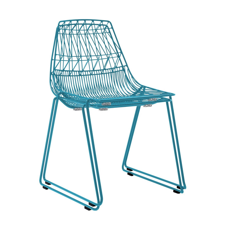 The Lucy Stacking Chair - Set of 2 - Bend Goods - Chairs - Peacock Blue - No Seat Pad - HORNE