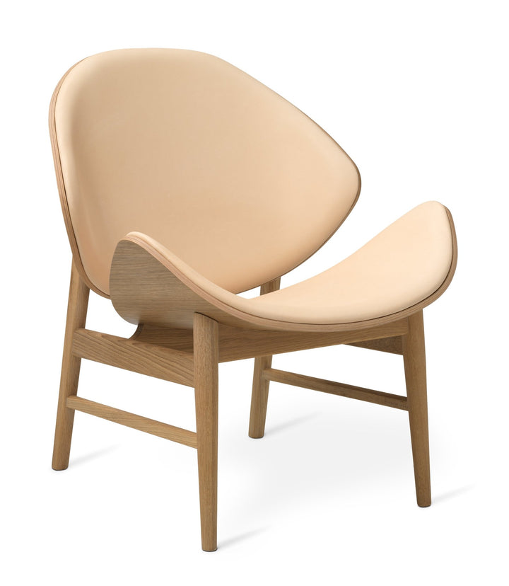 The Orange Lounge Chair - Upholstered Back and Seat - Warm Nordic - Chairs - Vegetal 090 Leather/ Oak - HORNE