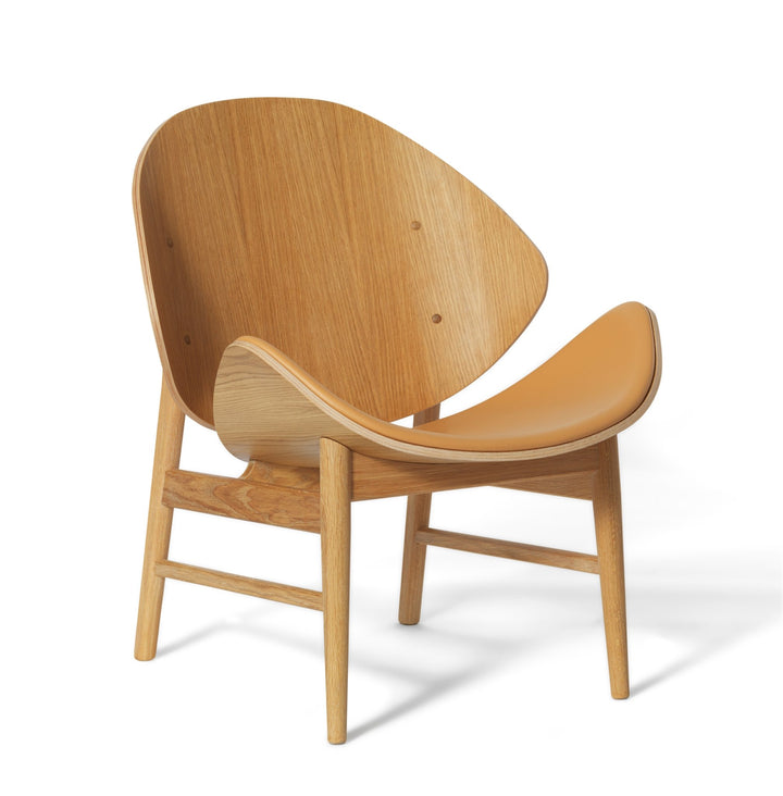The Orange Lounge Chair - Upholstered Seat - Warm Nordic - Chairs - Soavé Leather/ Oak - HORNE