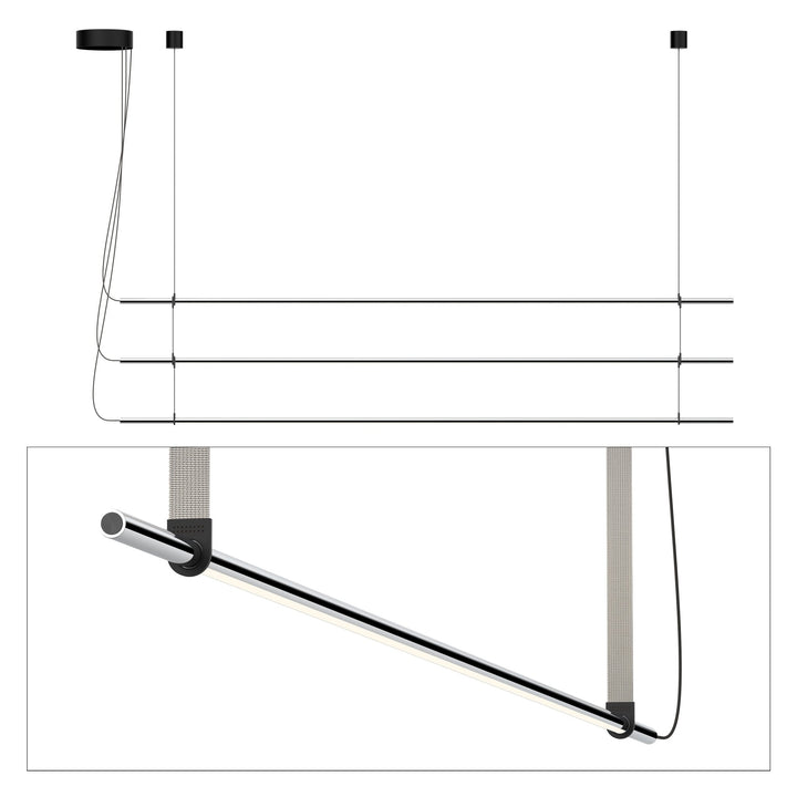 T.O. Pendant 3 Stack - Pablo Designs - Pendants - Matte Chrome - Light Grey - HORNE
