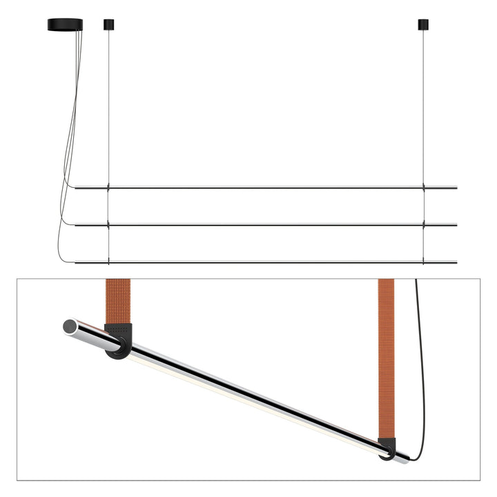 T.O. Pendant 3 Stack - Pablo Designs - Pendants - Matte Chrome - Burnt Orange - HORNE