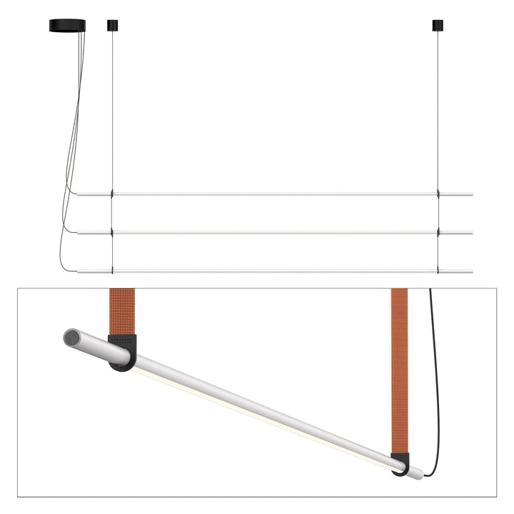 T.O. Pendant 3 Stack - Pablo Designs - Pendants - Matte Light Grey - Burnt Orange - HORNE