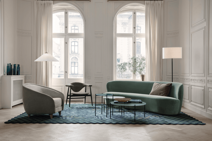 TS Coffee Table Round Ø 31.5 - Polished Steel - Gubi - Tables + Desks - Neutral White Travertine - HORNE