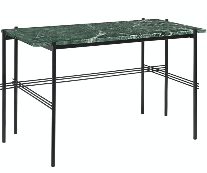TS Desk - Gubi - Desks - Black Powder Coated Steel - Green Guatemala Marble - HORNE