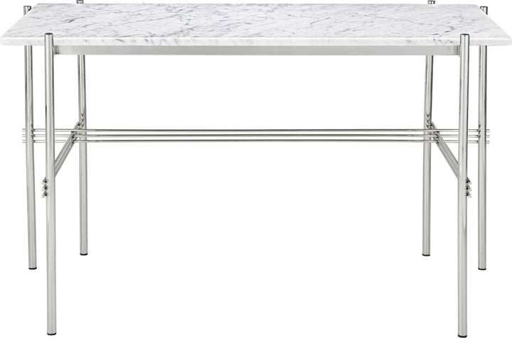 TS Desk - Gubi - Desks - Polished Steel - White Carrara Marble - HORNE