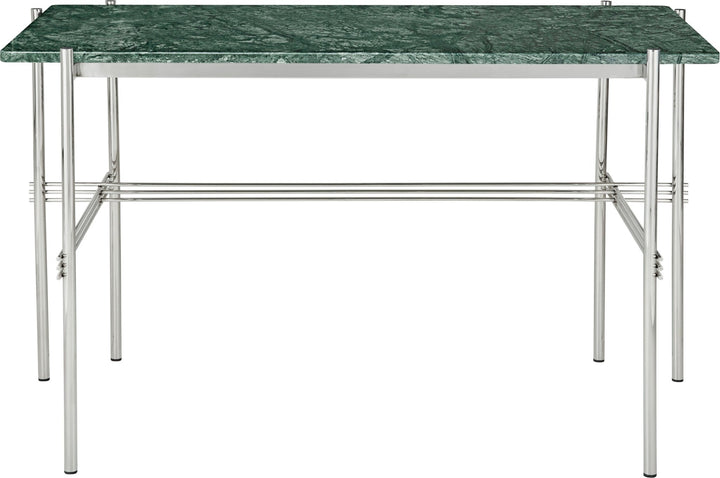 TS Desk - Gubi - Desks - Polished Steel - Green Guatemala Marble - HORNE