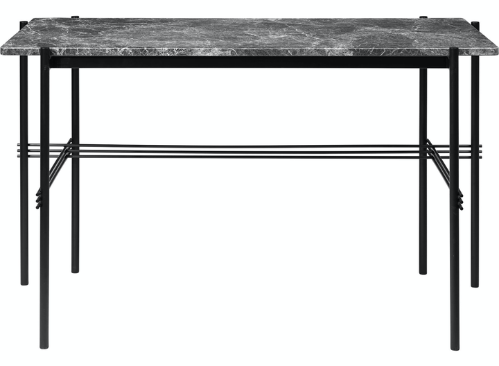 TS Desk - Gubi - Desks - Black Powder Coated Steel - Grey Emperador Marble - HORNE