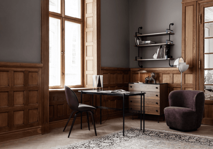 TS Desk - Gubi - Desks - Polished Steel - Green Guatemala Marble - HORNE
