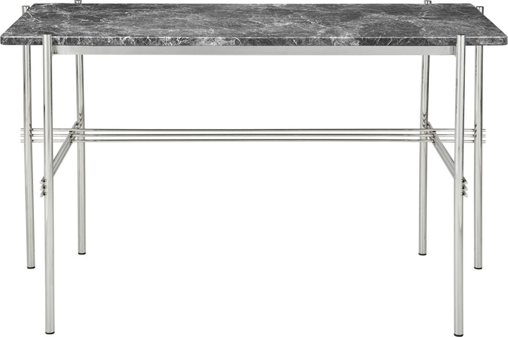 TS Desk - Gubi - Desks - Polished Steel - Grey Emperador Marble - HORNE