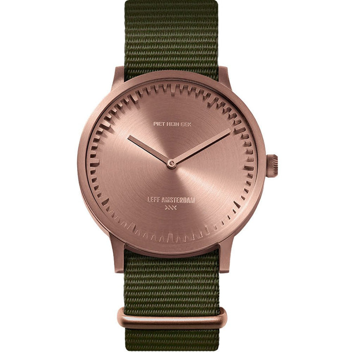 Tube Watch T40 - Leff Amsterdam - Clocks + Watches - Rose Gold Face - Green Nato Strap - HORNE