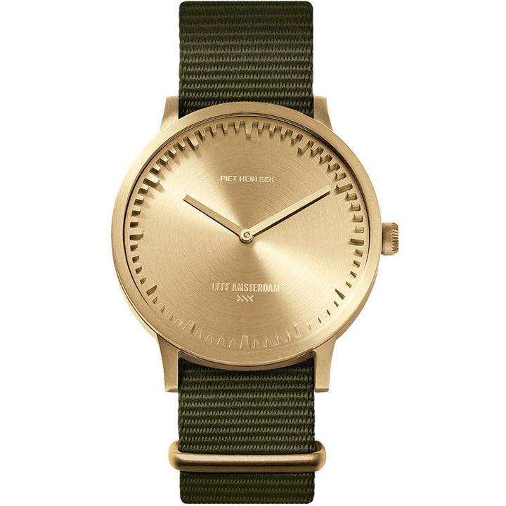 Tube Watch T40 - Leff Amsterdam - Clocks + Watches - Brass Face - Green Nato Strap - HORNE
