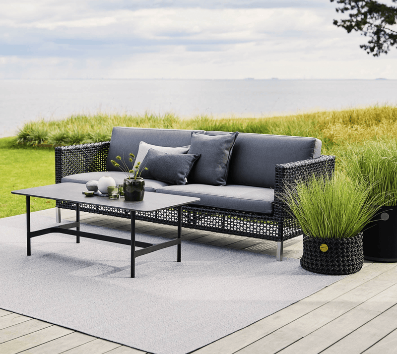 Twist Rectangle Coffee Table - Cane Line - Tables + Desks - Lava Grey - Fossil Black Ceramic - HORNE