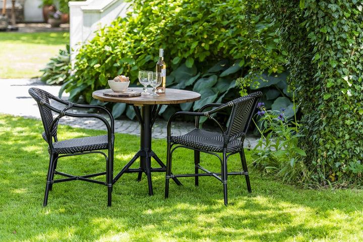 Valerie Arm Chair AluRattan - Sika Design - Outdoor Furniture - Almond - White / Cappuccino Dots - HORNE