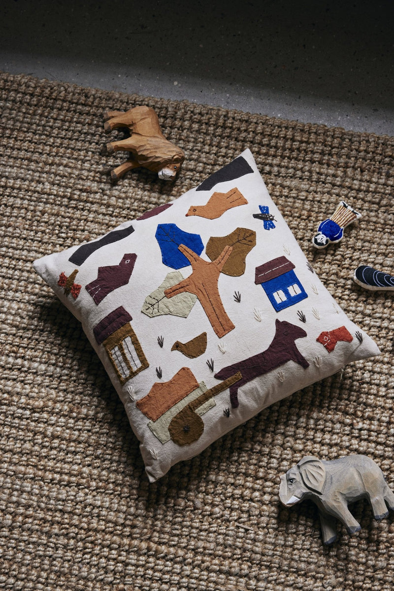 Village Cushion - Ferm Living - Bedding + Pillows - Off - White - HORNE