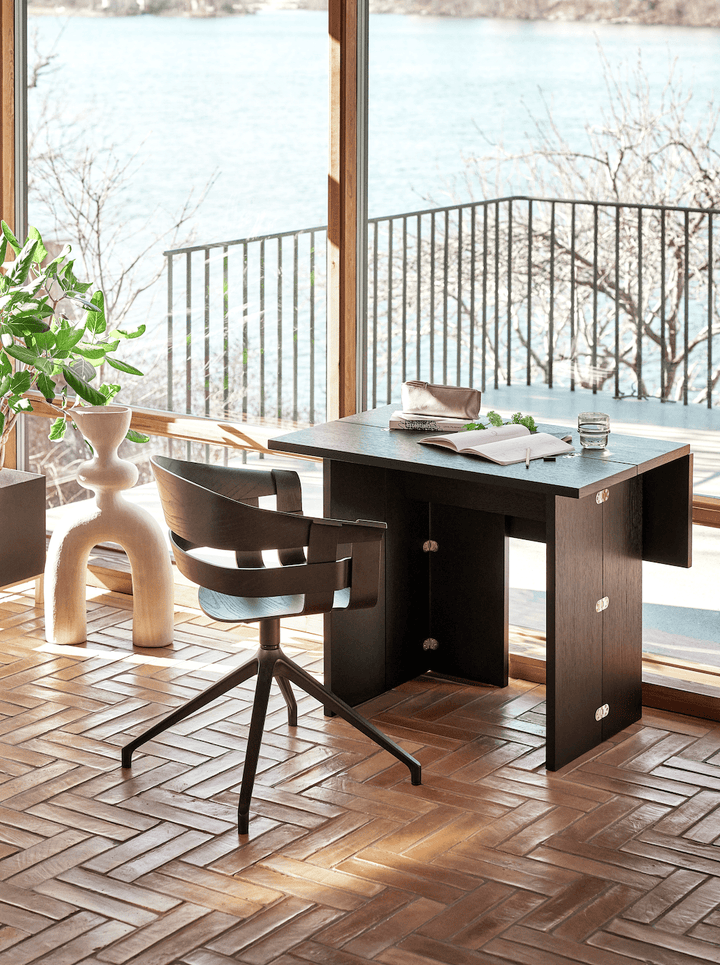 Wick Chair - Design House Stockholm - Chairs - Oak Seat/Grey Swivel Base - Add Anthracite Seat Cushion - HORNE