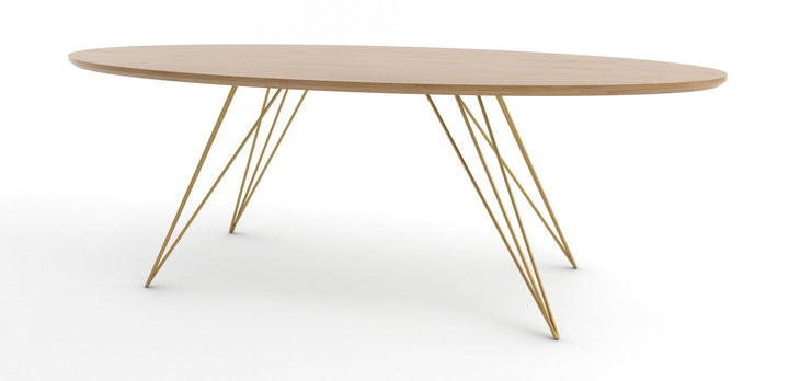 Williams Coffee Table - Thin Oval - Tronk - Tables + Desks - White Oak - Brassy Gold - HORNE