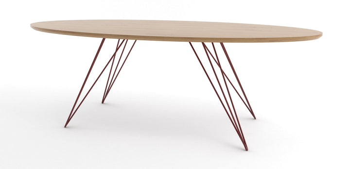 Williams Coffee Table - Thin Oval - Tronk - Tables + Desks - White Oak - Blood Red - HORNE