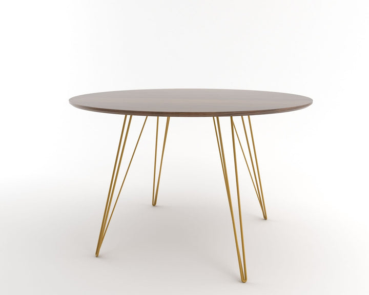 Williams Dining Table - Small Circle - Tronk - Tables + Desks - Walnut - Mustard - HORNE