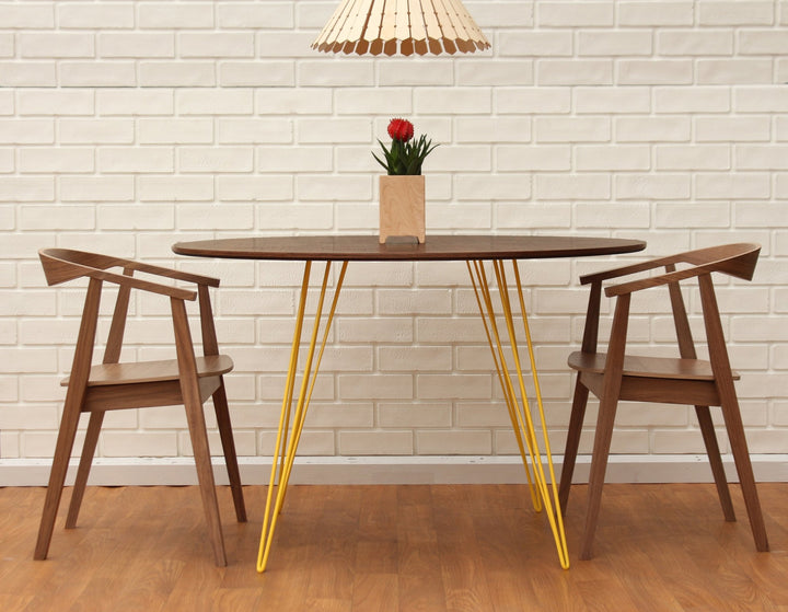 Williams Dining Table - Small Circle - Tronk - Tables + Desks - Walnut - Yellow - HORNE