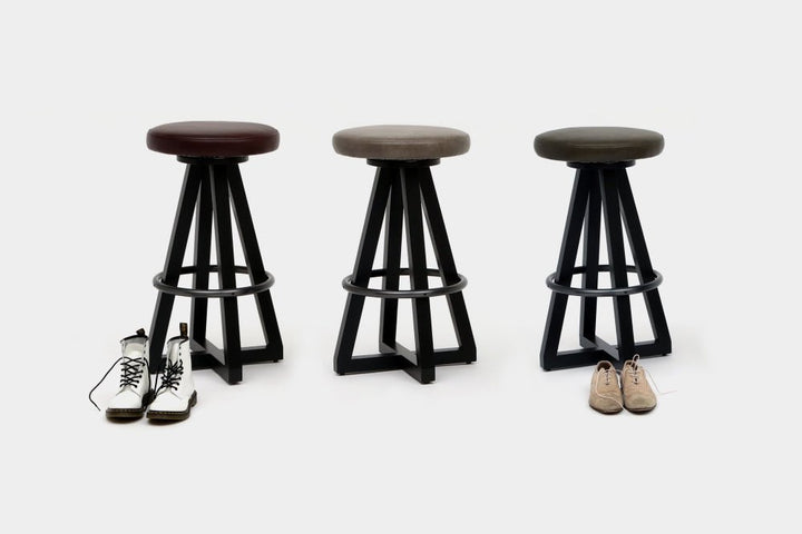 X3 Stool - Artless - Stools + Benches + Ottomans - Walnut - Blackbean - Blackened Steel - HORNE